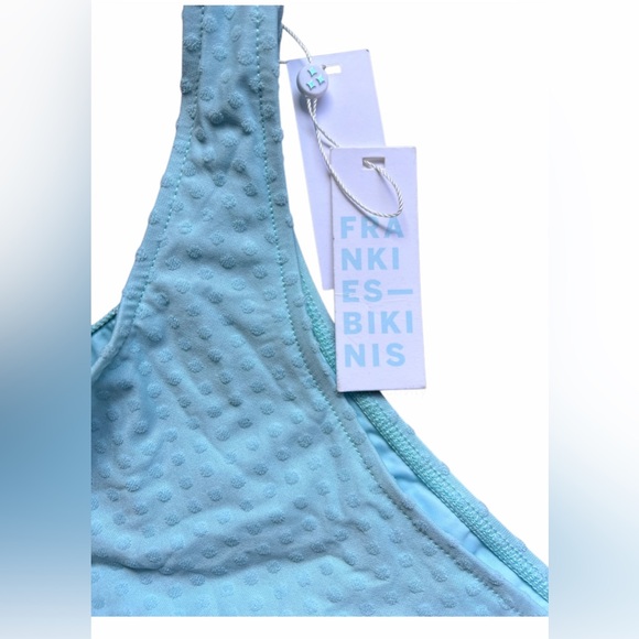 Frankie’s Bikini Light Blue one-shoulder bikini top size Small - Picture 2 of 4